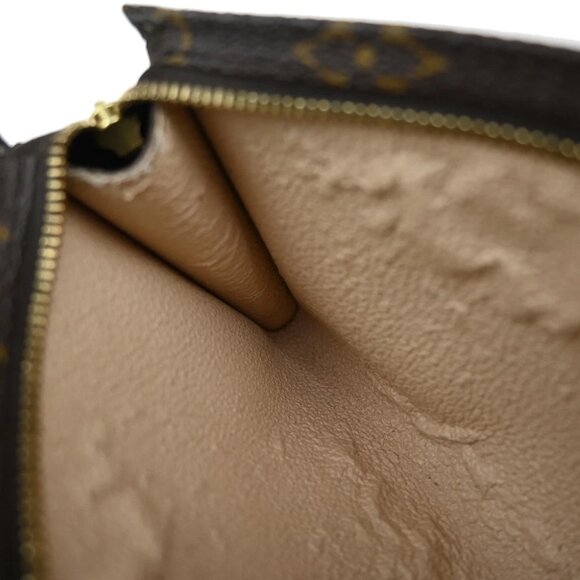 LOUIS VUITTON Logo BUCKET PM Pouch Bag Monogram Leather Brown France - Picture 10 of 13